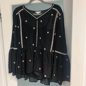 TIME & TRU Black Blouse Size L (12-14) With Tank Top